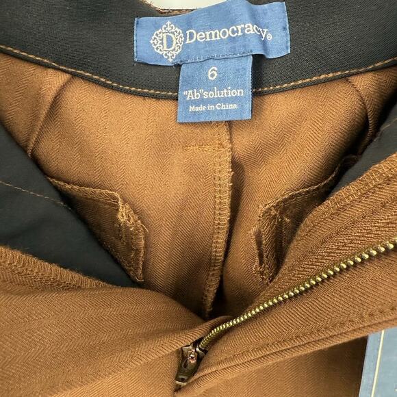 Democracy Ab-Solution Sky rise Pants Women 6 Brown Stretch Dress Trouser NWT $88 - Picture 3 of 7